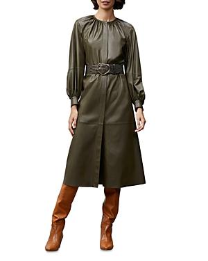 Lafayette 148 New York Florentina Leather Belted Midi Dress
