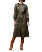 Lafayette 148 New York Florentina Leather Belted Midi Dress