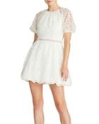 Ml Monique Lhuillier Short Sleeve Lace Mini Dress