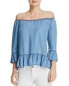 Beachlunchlounge Off-the-shoulder Chambray Top