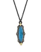 Armenta 18k Yellow Gold & Blackened Sterling Silver Old World Marquis Labradorite Triplet & Champagne Diamond Pendant Necklace, 16
