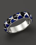 John Hardy Naga Sterling Silver Enamel Band Ring With Black And Blue Enamel