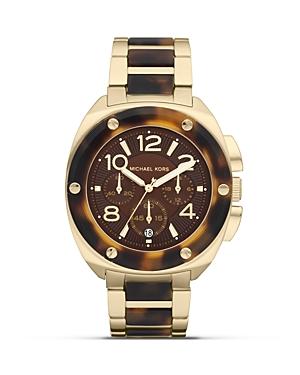 Michael Kors Ladies Gold And Tortoise Sport Watch, 43mm