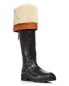Stuart Weitzman Women's Renata Leather & Shearling Cuff Over-the-knee Boots