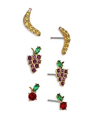 Nadri Tutti Frutti Mixed Fruit Stud Earrings, Set Of 3