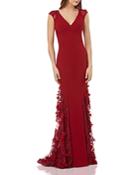 Carmen Marc Valvo Infusion Embellished Crepe Gown