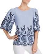 Cupio Mixed-media Embroidered Blouse