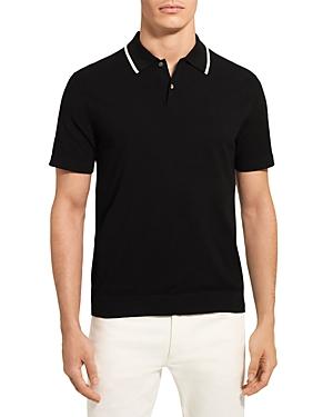 Theory Goris Tipped Collar Polo In Fine Bilen