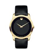 Movado Men's Museum Classic Watch With Black Calfskin Strap, 40mm