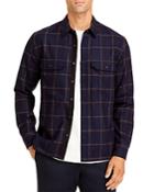 Vince Wool Blend Crosshatch Windowpane Classic Fit Button Down Shirt Jacket