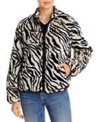 Mother Zebra Striped Faux Fur Jacket