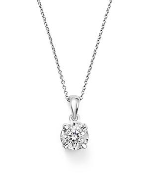 Diamond Solitaire Pendant Necklace In 14k White Gold, .30 Ct. T.w.