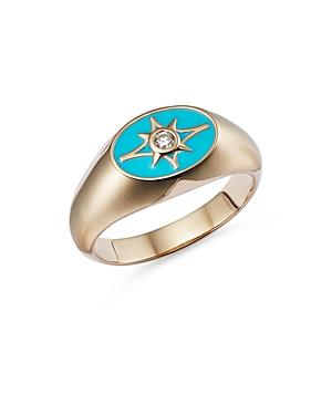 Moon & Meadow 14k Yellow Gold Diamond & Enamel Star Ring