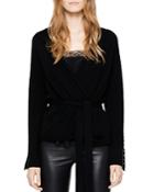 Zadig & Voltaire Lemmy Studded Wool-blend Wrap Cardigan
