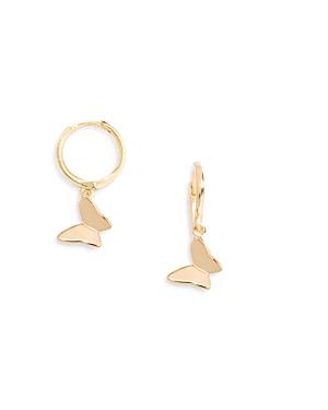 Aqua Butterfly Charm Huggie Hoop Earrings In 18k Gold Plate - 100% Exclusive
