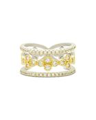 Freida Rothman Fleur Bloom Tiered Clover Ring In 14k Gold-plated & Rhodium-plated Sterling Silver