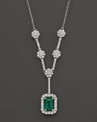 Emerald And Diamond Necklace In 14k White Gold - 100% Exclusive