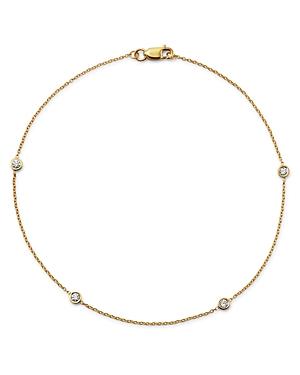 Diamond Bezel Ankle Bracelet In 14k Yellow Gold, 0.20 Ct. T.w. - 100% Exclusive