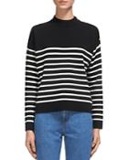 Whistles Breton-stripe Shoulder Snap-detail Sweater