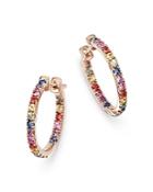 Bloomingdale's Multicolored Sapphire Inside Out Hoop Earrings In 14k Rose Gold - 100% Exclusive