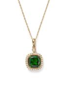 Chrome Diopside And Diamond Halo Pendant Necklace In 14k Yellow Gold, 18 - 100% Exclusive