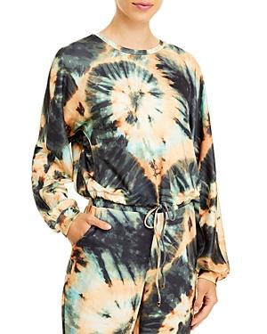 T Tahari Tie Dye Drawstring Hem Sweatshirt