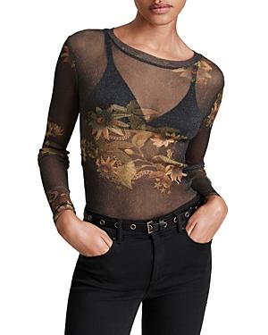 Allsaints Avifauna Francesco Shimmer Mesh Top
