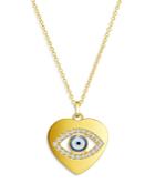 Bloomingdale's Diamond Evil Eye Heart Pendant Necklace In 14k Yellow Gold With Enamel, 0.10 Ct. T.w. - 100% Exclusive
