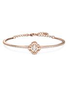 Swarovski Sparking Dance Crystal Clover Bangle Bracelet In Rose Gold Tone