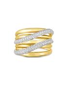 Roberto Coin 18k Yellow Gold Diamond Double Crossover Statement Ring