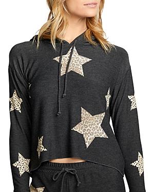 Chaser Animal Print Star Cropped Hoodie