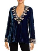 Johnny Was Emi Velvet Embroidered Hooded Tunic