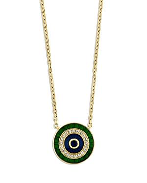 Bloomingdale's Blue Sapphire & Diamond Medallion Pendant Necklace In 14k Yellow Gold With Enamel, 17.5 - 100% Exclusive