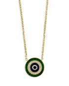 Bloomingdale's Blue Sapphire & Diamond Medallion Pendant Necklace In 14k Yellow Gold With Enamel, 17.5 - 100% Exclusive