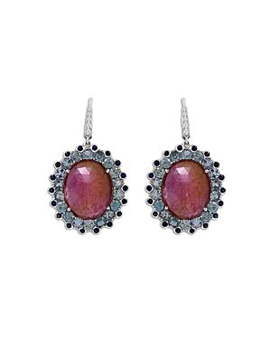 Amrapali Jewels Pink Sapphire, Apatite & Diamond Drop Earrings In 18k White Gold