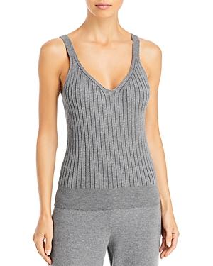 T Tahari V Neck Rib Cropped Tank Top