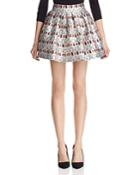 Alice + Olivia Fizer Printed Satin Mini Skirt