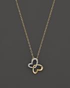 Diamond Butterfly Pendant Necklace In 14k Yellow Gold, .08 Ct. T.w.