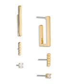 Nadri Ajoa Cubic Zirconia Girlboss Square Hoop, Bar, & Stud Earrings, Set Of 3
