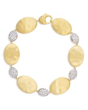 Marco Bicego 18k Yellow Gold Siviglia Diamond Cluster & Textured Link Bracelet