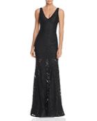 Avery G Embroidered-back Lace Gown