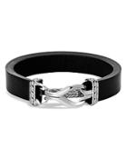 John Hardy Sterling Silver Classic Chain Black Leather Bracelet