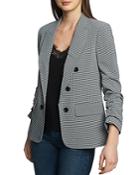 1.state Check-print Ruched-sleeve Blazer