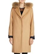 Maje Gasby Real Fur Trim Camel Coat