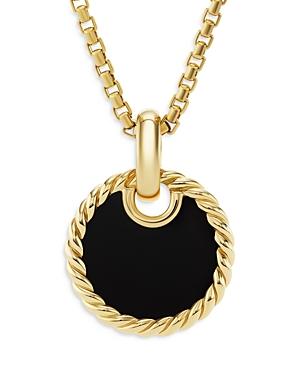 David Yurman 18k Yellow Gold Dy Elements Onyx & Mother Of Pearl Reversible Pendant