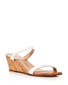 Stuart Weitzman Women's Aleena Square Toe Wedge Slide Sandals