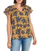 Daniel Rainn Cotton Printed Tie Neck Top