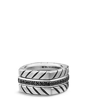 David Yurman Chevron Stack Ring With Black Diamonds