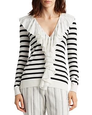 Lauren Ralph Lauren Striped Ruffled Cardigan