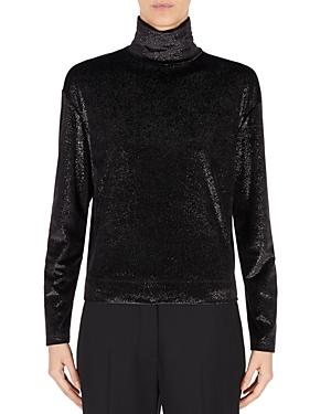 Armani Metallic Chenille Turtleneck Top